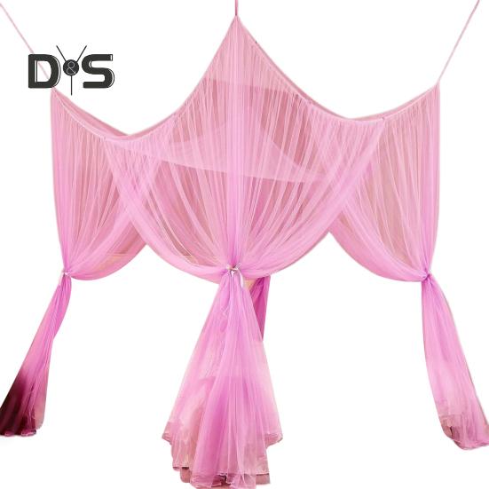 Plasă de țânțari pat dublu Baldachin cu plasă fină Respirabil 4 colțuri Cort de pat de vară pentru uz interior exterior Familie Cămin