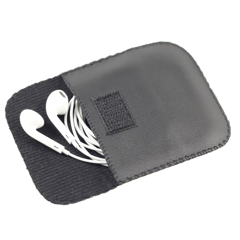 Portable Mini Earphone Storage Bag PU Leather Waterproof Protective Sleeve Pouch for USB Data Charging Cable Case Coin Purse