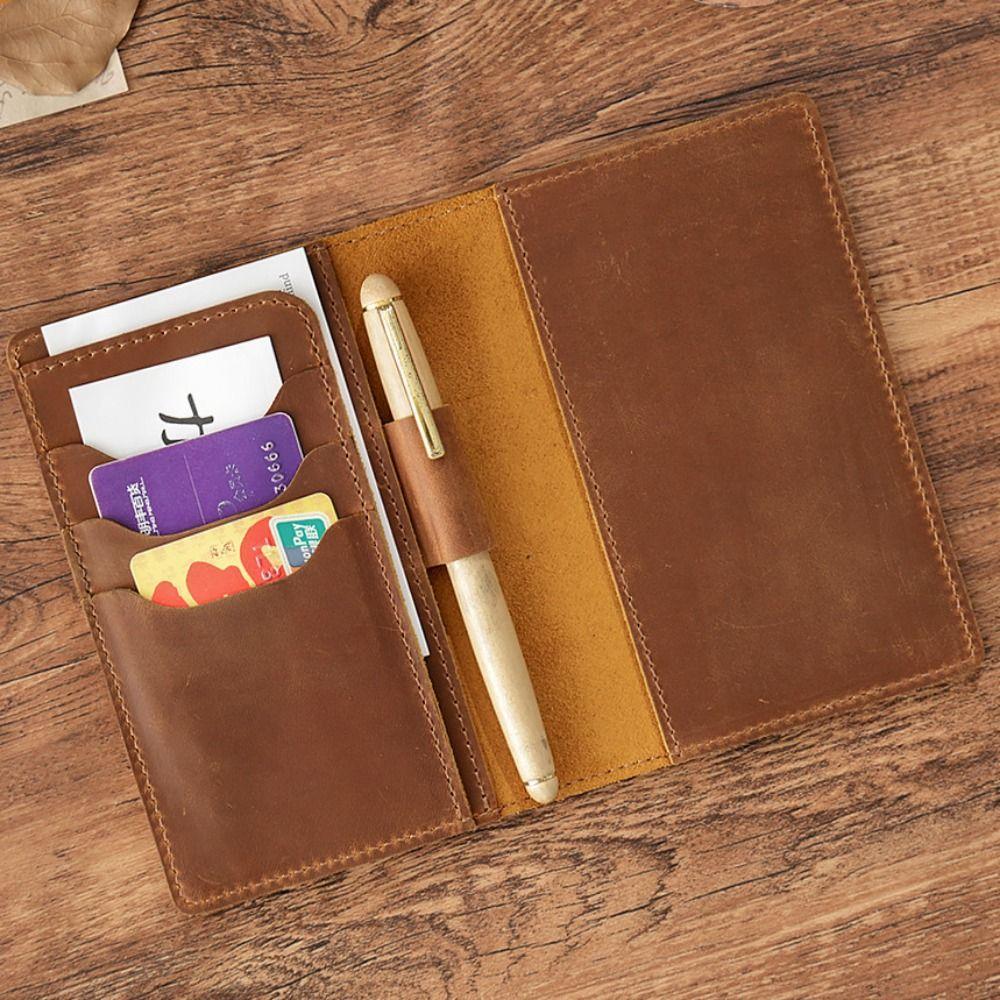 Crazy Horse Leather Genuine Leather Notebook Pen Slot Leather Journal Cover Gift for Men