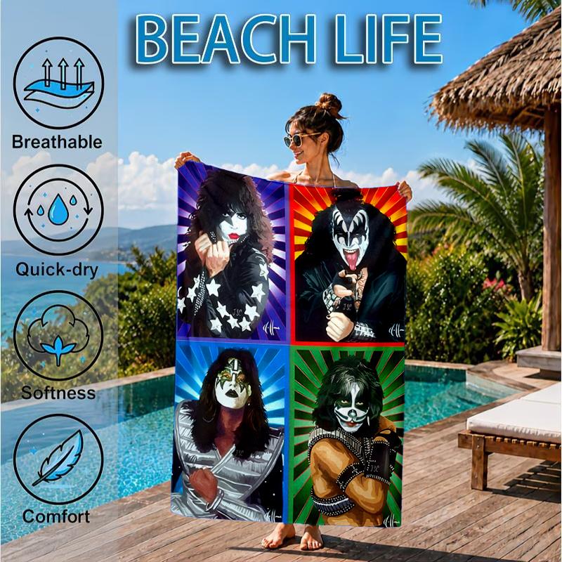 rock Band Collage Beach Towel, Microfiber Beach Towel, Perfect For Pool, Beach, Travel, Home Decor Beach Party Fan gifts