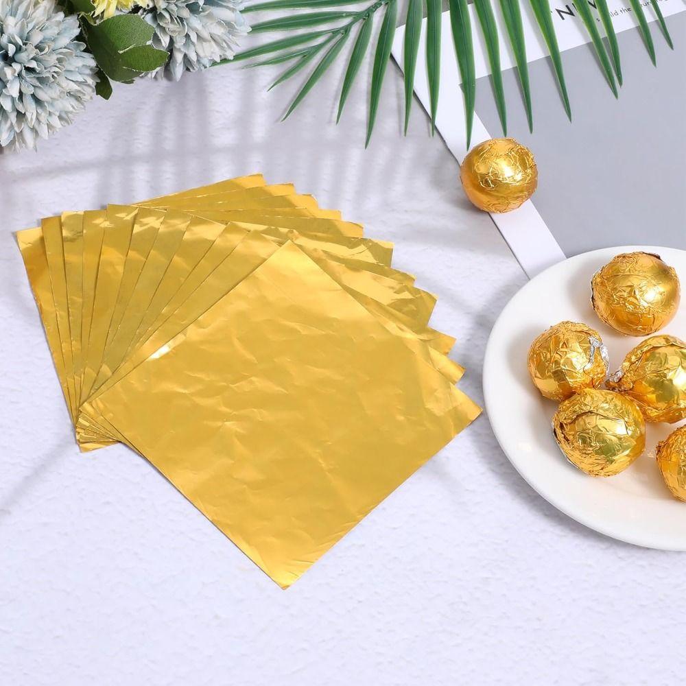 Quadratisches Aluminiumfolienpapier Gold Schokoladenverpackungen Neues Süßigkeiten-Verpackungspapier DIY-Dekorationen