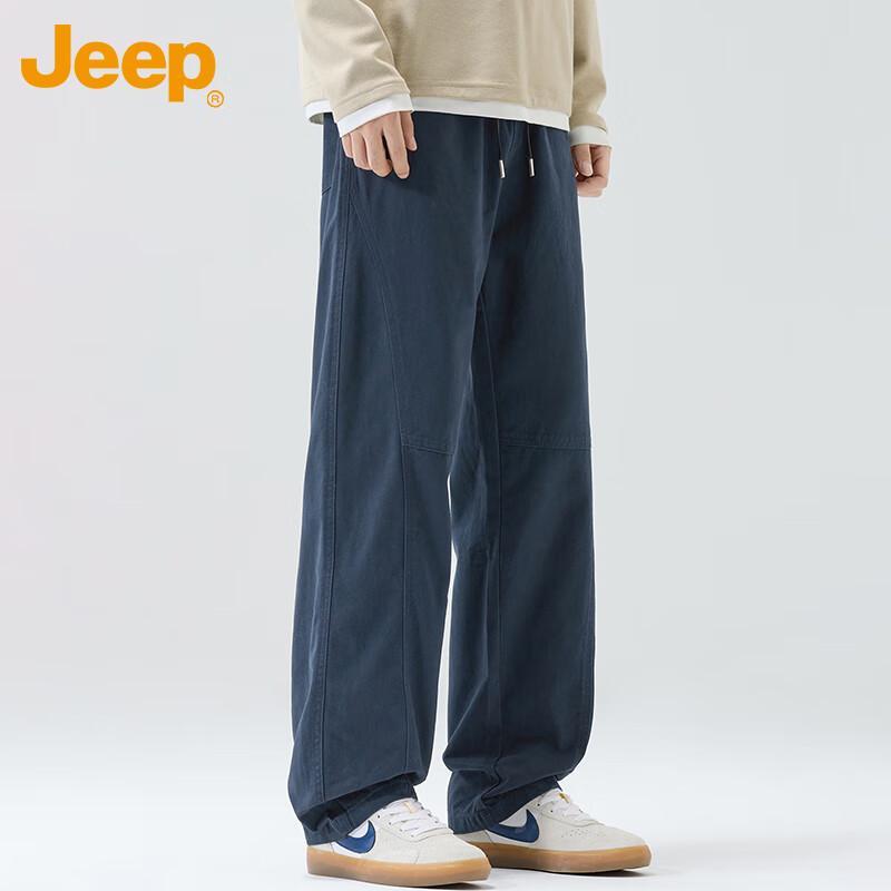 JEEP Men's Loose Straight Leg Pure Cotton Cargo Pants