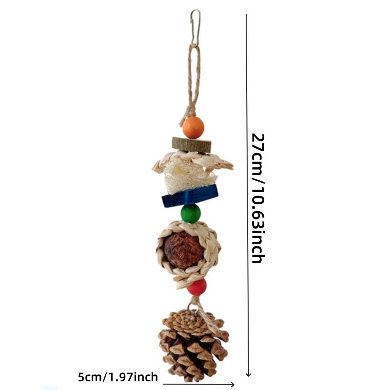 Pet Bird Chewing Toy Colorful Wooden Blocks Acrylic Beads Parrot Toy Bite Bridge Bird Tearing Toy Cockatiels Training Hang Swing