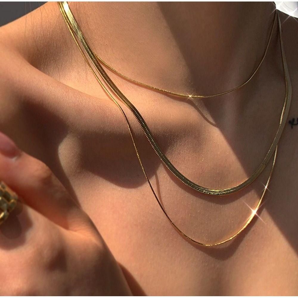 Elegant Double Layer Chain Y2K Snake Bone Chain Cool Korean Style Necklace  Party