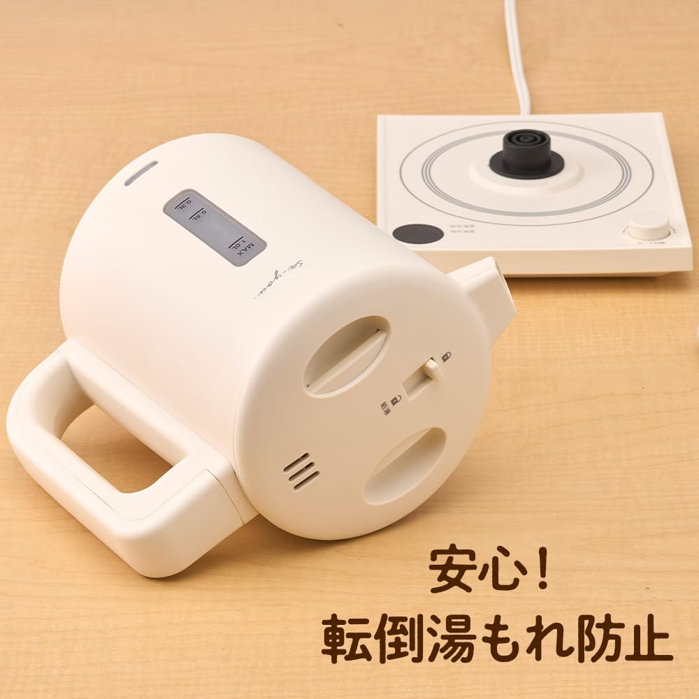 Doshisha Electric Kettle, Hot Water Senka, 1.0L, Anti-Tipping, Dial and Push-Button Operation, Gray, EKZ-102MSG