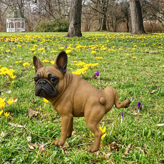 French Bulldog Garden Statue Lifelike Design Resin Dog Shape Figurine Ornament Home Garden Table Decor