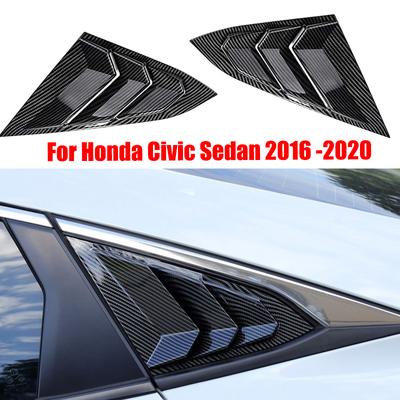 Para Honda Civic 10.ª generación 2016- Sedán, rejillas de ventilación laterales traseras, rejillas de ventilación, cubiertas de persianas, accesorios de carbono para automóvil