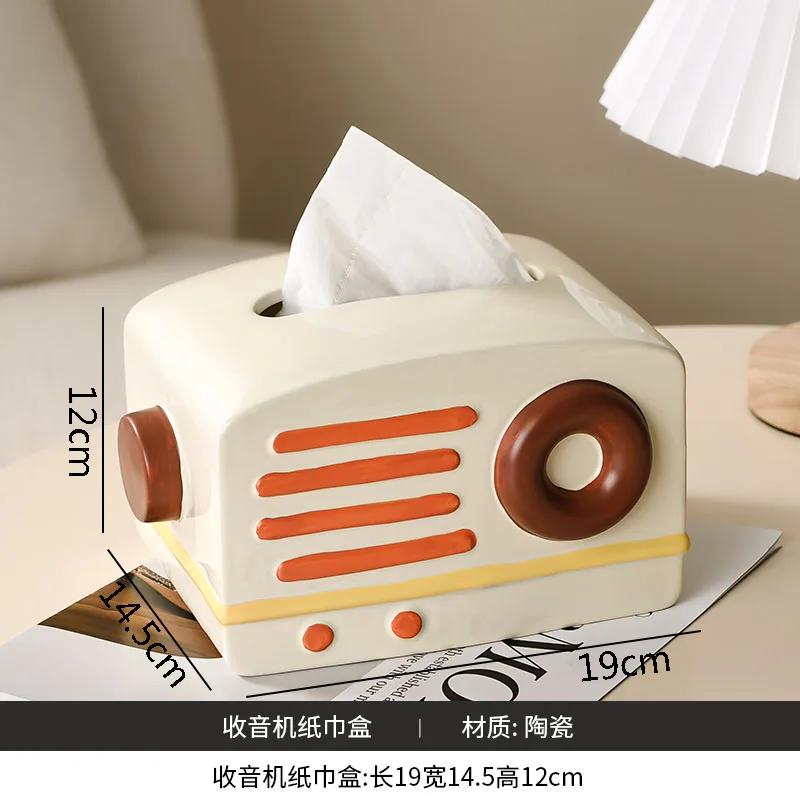 Radio Shape Ceramic Tissue Box Paper Towel Holder Napkin Paper Box Removable Tissue Box Tissue Storage Container Household Items