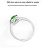 S925 Silver Adjustable Women's Ring with Natural Grade A Bright Green Jade Cabochon