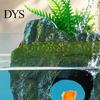 Safe PVC Resin Ornament Floating Rock Aquarium Decoration, Realistic Moss with Shrimp Resting Shelter Cave, Fish Tank Hideout for Betta Guppy