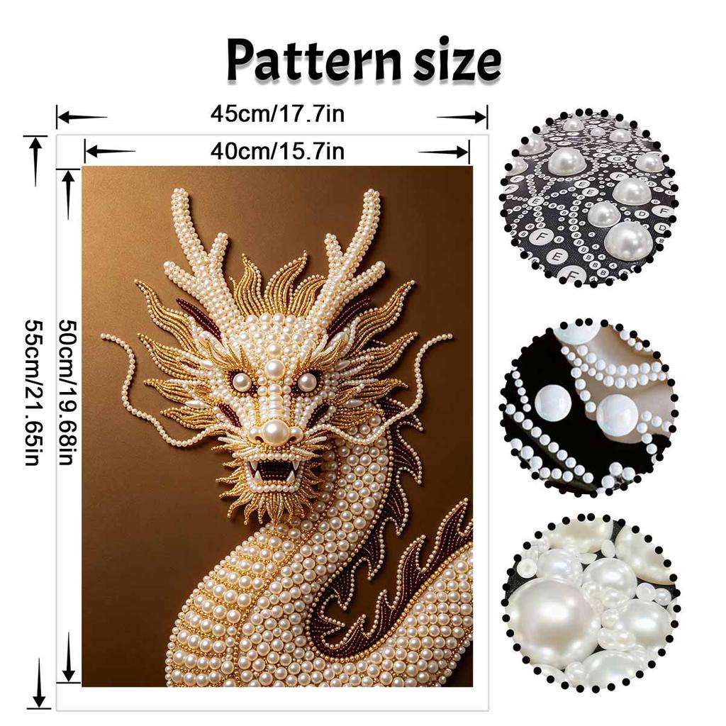 DIY Pearl Diamond Art Painting Kits for Adult and Beginners, Majestic Dragon Sparkling Painting Craft Home Wall Decor Handmade Gift