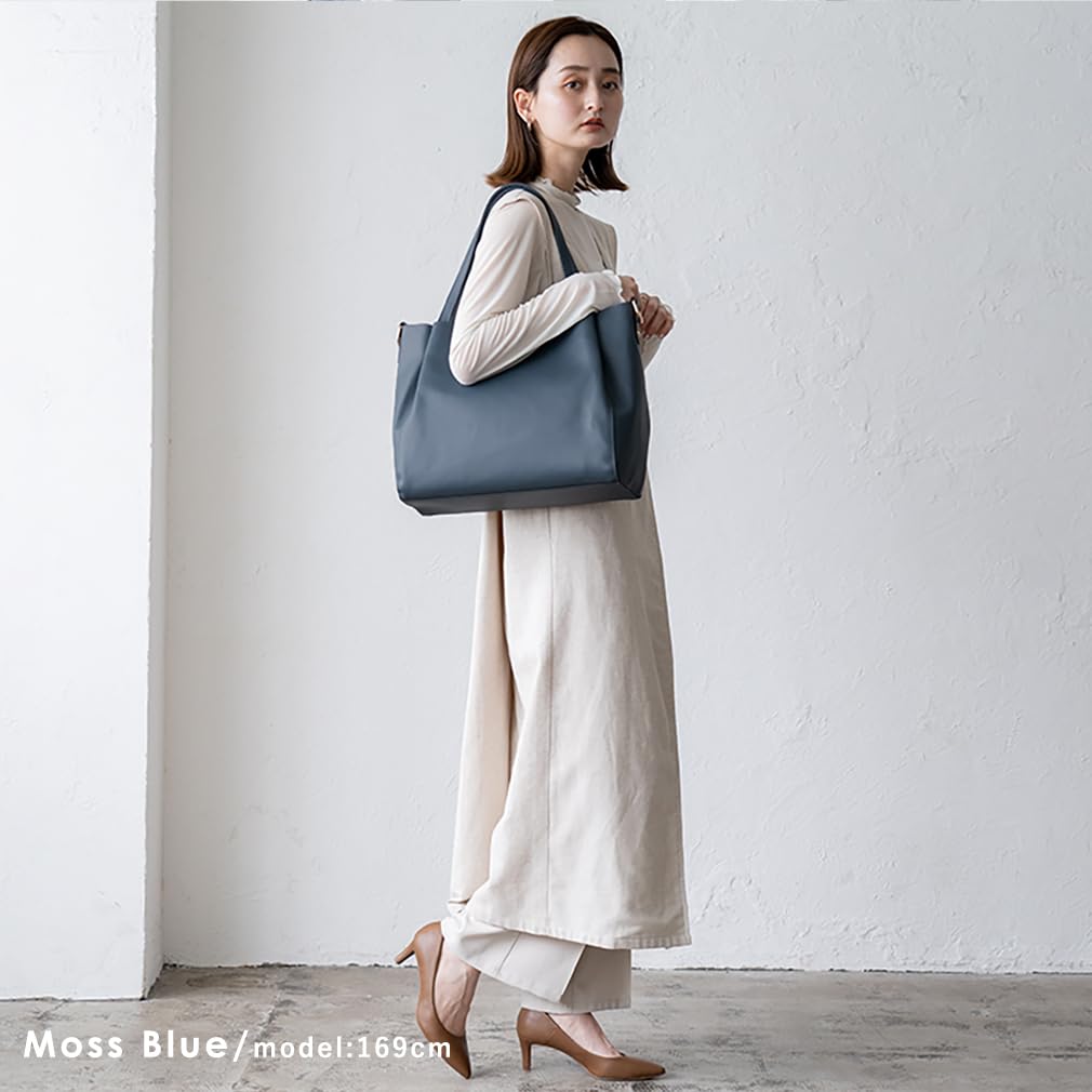 VITAFELICE Women's 2-Way Tote Bag with Nylon Bag (vtb-2024p) (Moss Blue)