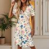 Women's Casual Fashion Dress Vintage Floral Floral Short Sleeve V-neck Dress