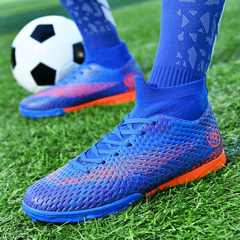 Men's Football Boots Rubber Soft Sole Short-nailed Artificial Turf Leather Youth Kids Football Boots