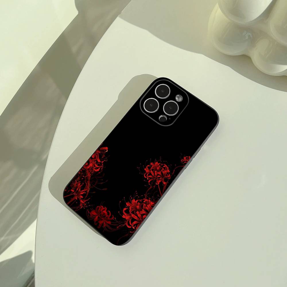 Tokyo-Red Spider Lily-Ghoul Phone Case For iPhone 17,16,15,14,13,12,11 Pro Max,16/15/14Plus,XS Soft Black Cover