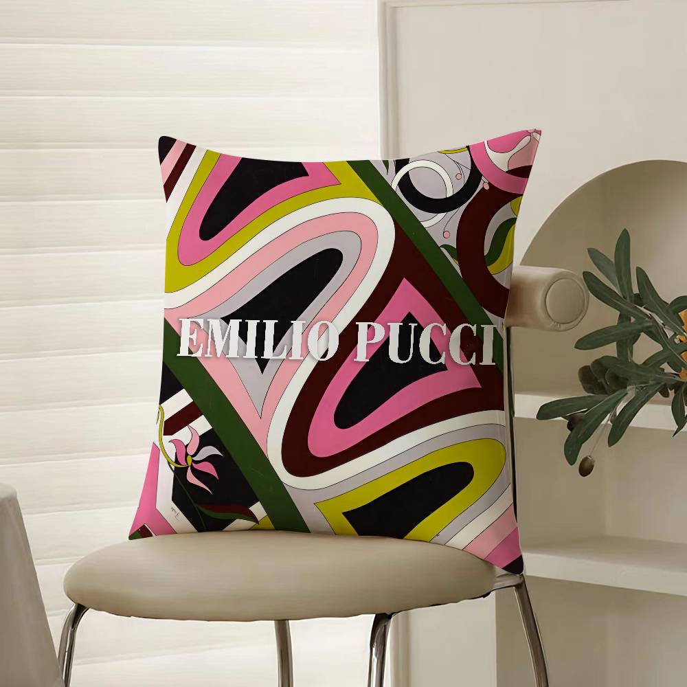 P-Prince Of Prints Emilio Pucci-Famous Pillow Case Comfort Sofa Bed Silky elegant Invisible zipper Decorative cushion cover