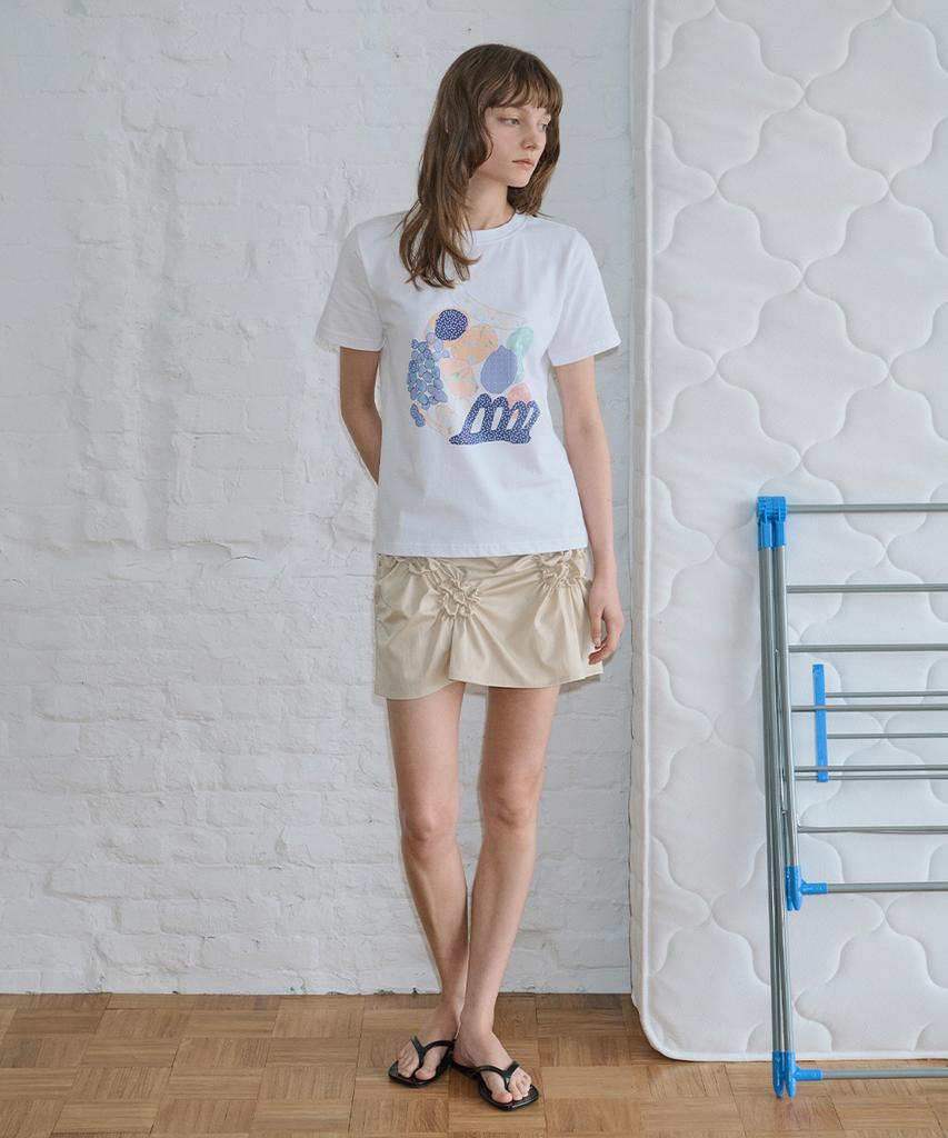 Sinun Flower Scrunch Skirt (Butter)