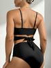 Push Up Bikini Vintage Women Swimsuit Female Swimwear High Waist Bikinis Set Black Cross Swimming Suits Biquini Bathing Suit