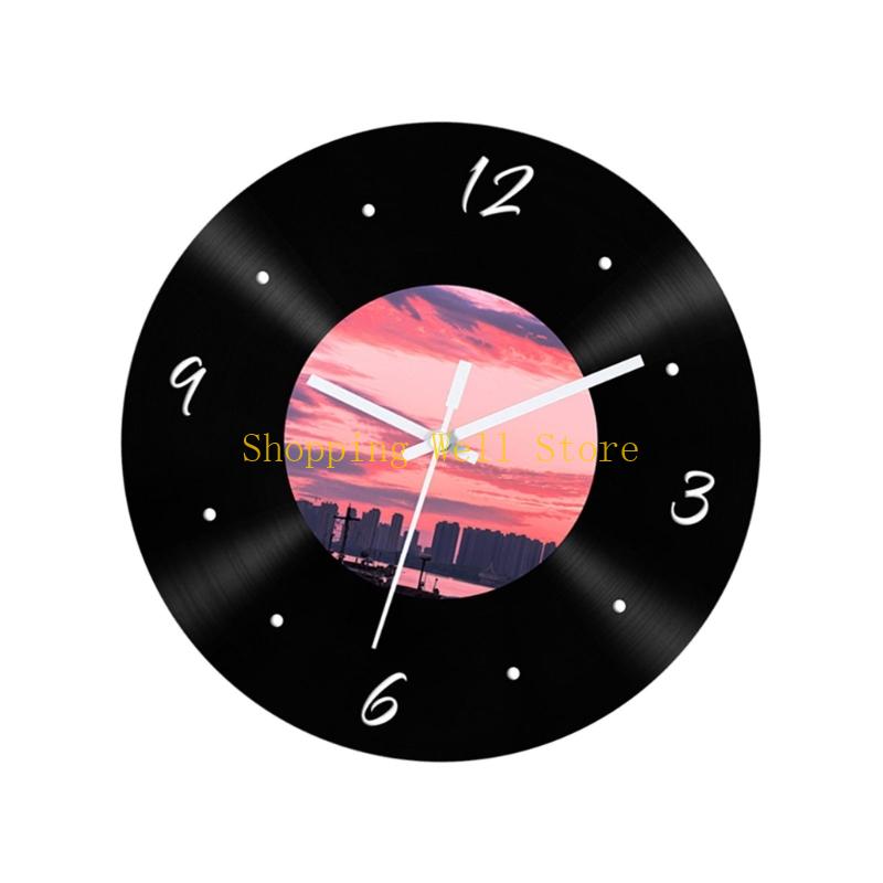 KX4B Silents Mechanism Wall Clock Light in Weight Retro Decors Bedroom Living