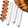 Heavy - Duty  BBQ Skewer Rack Set  -  4-Prong Rotisserie Fork  &  Grill  Stand  for  Outdoor Camping & Picnic Accessories
