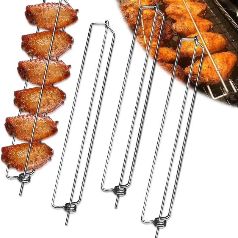 Heavy - Duty BBQ Skewer Rack Set - 4-Prong Rotisserie Fork & Grill Stand for Outdoor Camping & Picnic Accessories