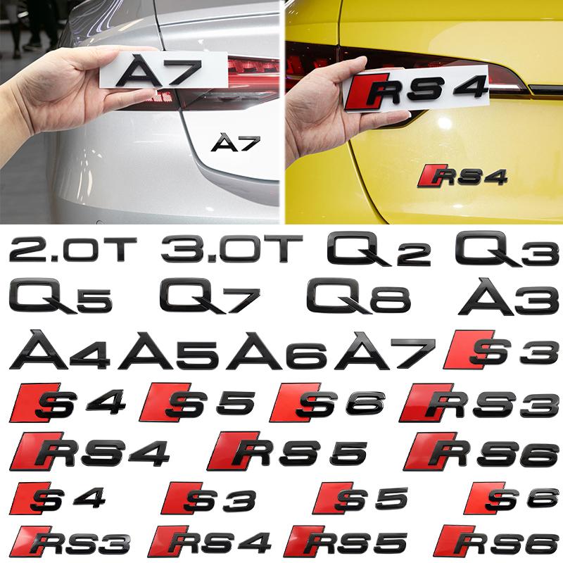 1Pc 3D ABS For Audi A3 A4 A5 A6 A7 Q2 Q3 Q5 Q7 Q8 S3 S4 S5 S6 RS3 RS4 RS5 RS6 Logo Decor Decal Car Body Rear Trunk Badge Sticker