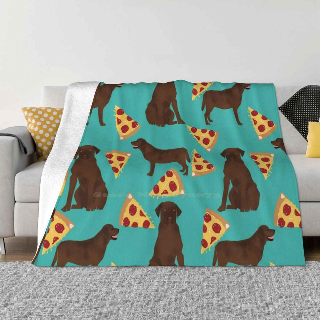 Chocolate Lab Labrador Retriever Pizza Dog Breed Pet Pattern Animal All Sizes Soft Cover Blanket Home Decor Bedding Chocolate
