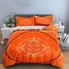 Ensemble de housse de couette et parures de lit motif mandala orange abstrait, doux et confortable, comprenant 1 housse de couette et 2 taies d'oreiller, Cadeau
