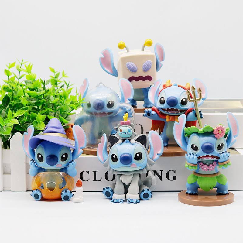 6pcs/set Cute And Charming Stitch Adorable Figure Stich Anime Model Doll Action Figure Car Cake Room Decoration Playthings Designed For Children