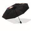 Rose Skull Automatic Folding Umbrella  8 Ribs, Durable Iron Frame, Bright Color Pattern Compact Travel Umbrella, Suitable for Outdoor, Beach