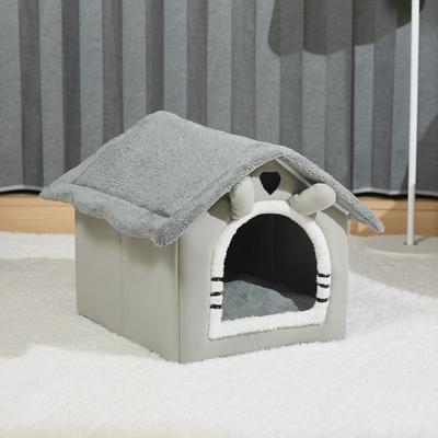 Dog House Soft Pet Bed Tent Cats Beds Foldable Removable Winter Warmth Cute Soft Non Collapsing Long-lasting Insulation Pet Nest