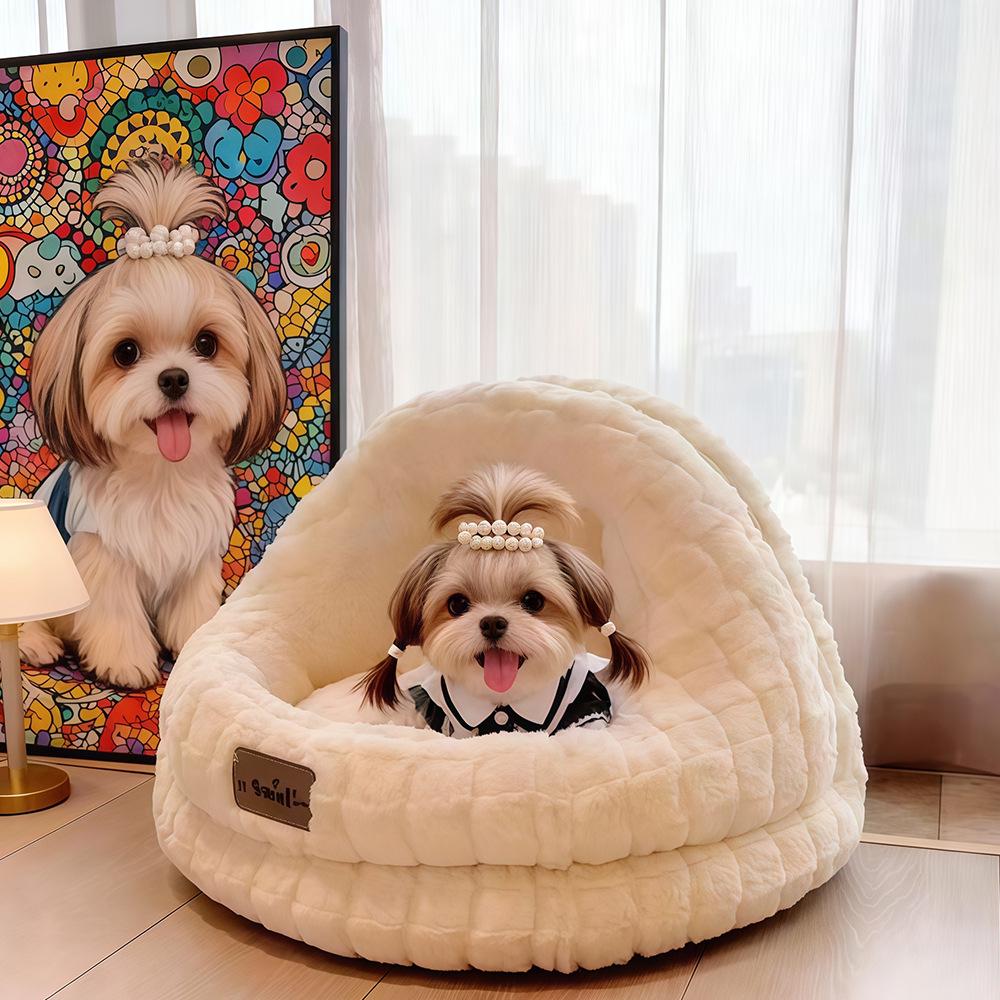 Cozy Winter Pet Nest: Semi-Closed, Thick, and Warm for Dogs and Cats