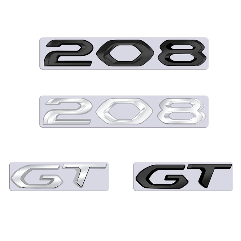 GLZU2 For Peugeot 208 GT Car 3D Metal Letters Logo Badge Decals Sticker Car Auto Rear Trunk Alphabet Emblem Styling Stickers