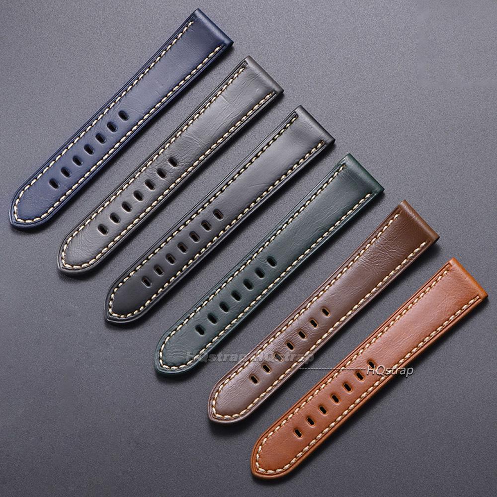 Crazy Horse Leather Watch Strap 20mm 22mm 24mm 26mm for Panerai Vintage Watch Band Black Blue Brown Handmade Watchband Accessory
