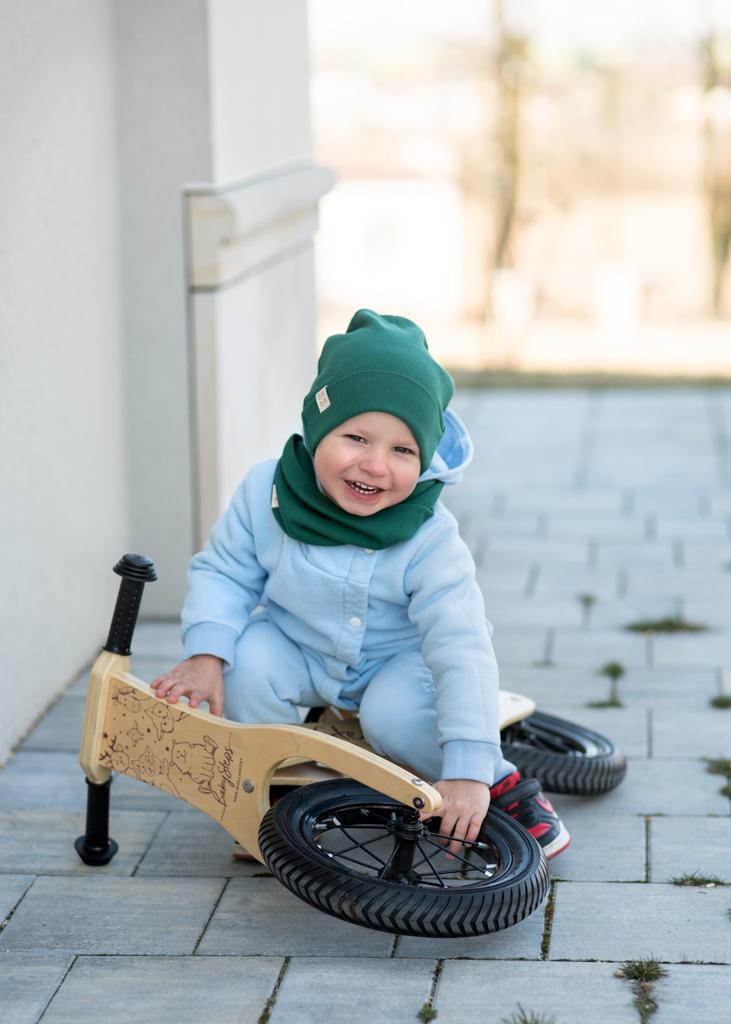 CZAPKA KOMIN KOMPLET NIEMOWLĘCA CZAPECZKA DLA CHŁOPCA WIOSENNA Zielona 36-40 Cm