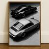 Vintage Schwarz-Weiß-Sportwagen-Fotodruck Moderne Schlafzimmer-Wanddekoration Auto-Poster Schwarz-Weiß-Sportwagen-Leinwanddruck