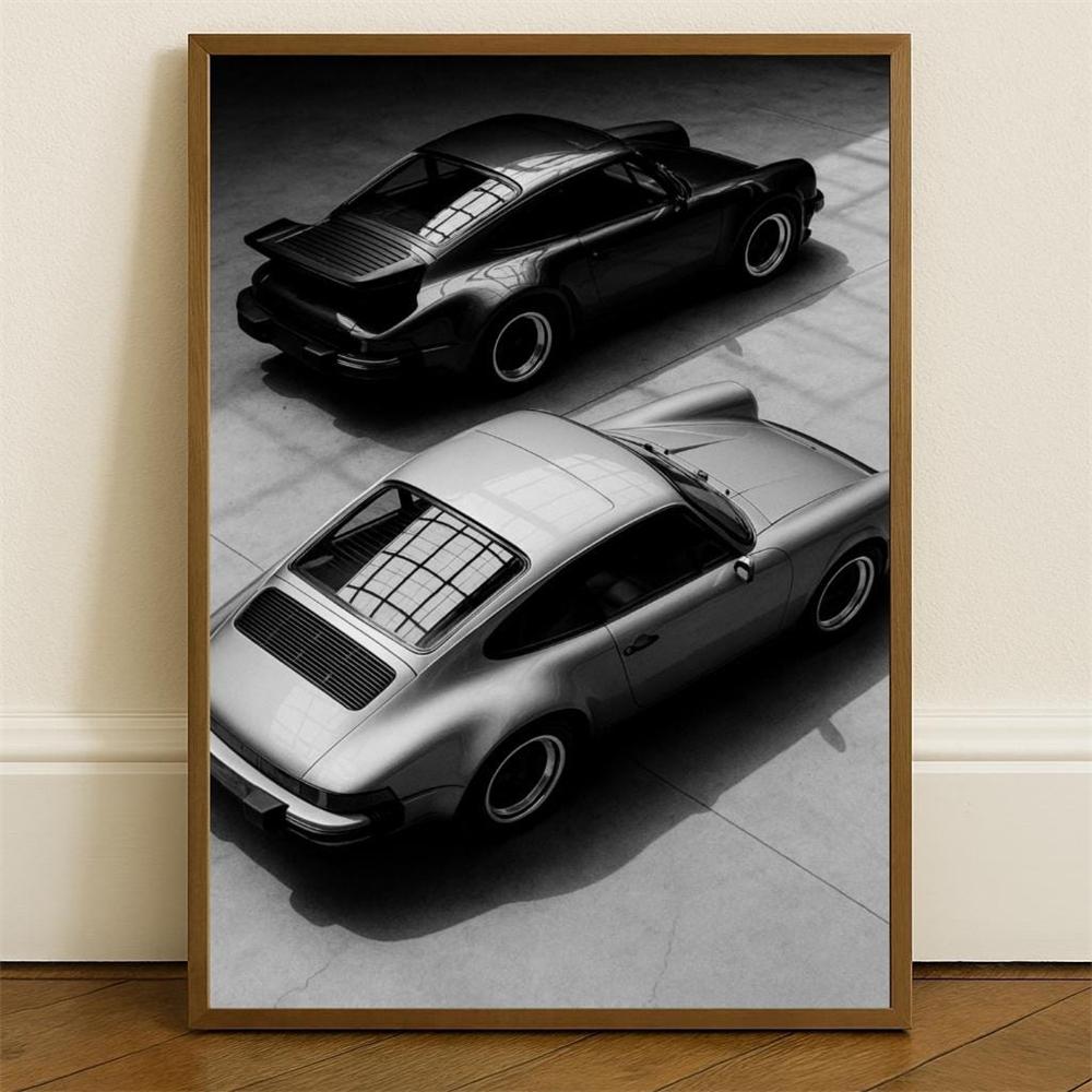 Vintage Schwarz-Weiß-Sportwagen-Fotodruck Moderne Schlafzimmer-Wanddekoration Auto-Poster Schwarz-Weiß-Sportwagen-Leinwanddruck