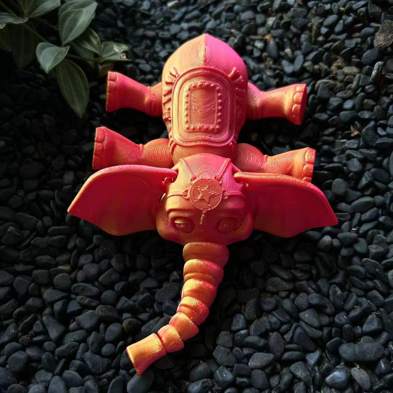 

Милая фигурка слона, напечатанная на 3D-принтере: Креативное ландшафтное украшение для праздников и подарков красный/золотой