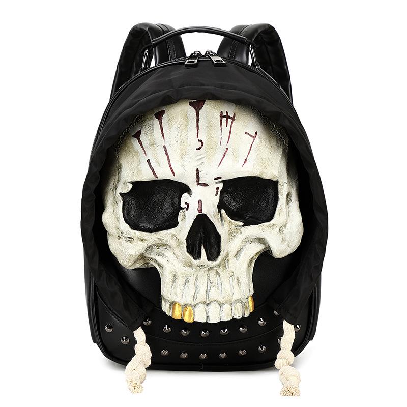 Zaino Rivettato Teschio 3D per Uomo e Donna - Borsa a Spalla Doppia per Halloween