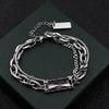 Silbernes Geschichtetes Gestapeltes Schwarzes Kristallarmband für Damen Dunkles Gotisches Vielseitiges Kettenglied Verstellbares Armband