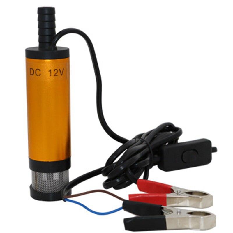 12V/24V DC Portable Mini Electric Submersible Pump for Fuel Transfer, Diesel Oil Water, 12L/min Aluminum Alloy Shell Pump