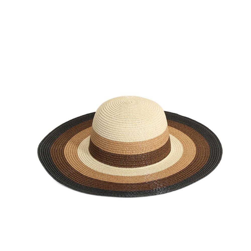 

Fashion Straw Tote Bag Square Large Capacity Woven Hat Zipper Stripe Handbags Vacation Top-Handle Bags