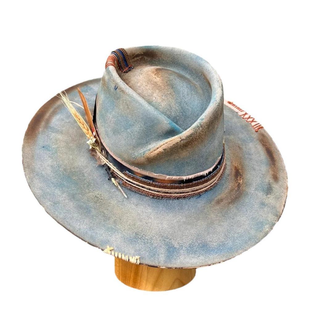 Retro Wool Hat Webbing Decoration Retro Pure Wool Hat Felt Top Hat