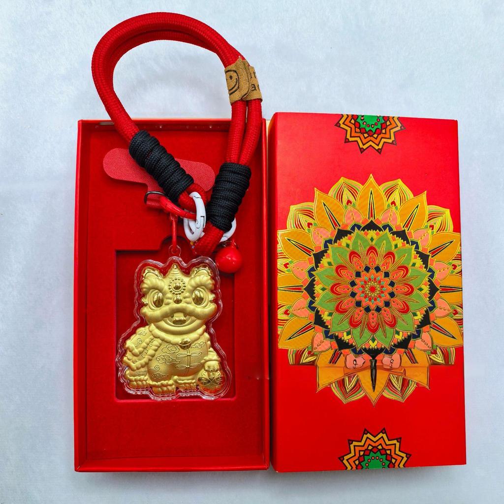 999 Fine Gold Lucky Lion Pendant & Charm for New Year: Keyring, Handbag, and Phone Accessory to Attract Wealth