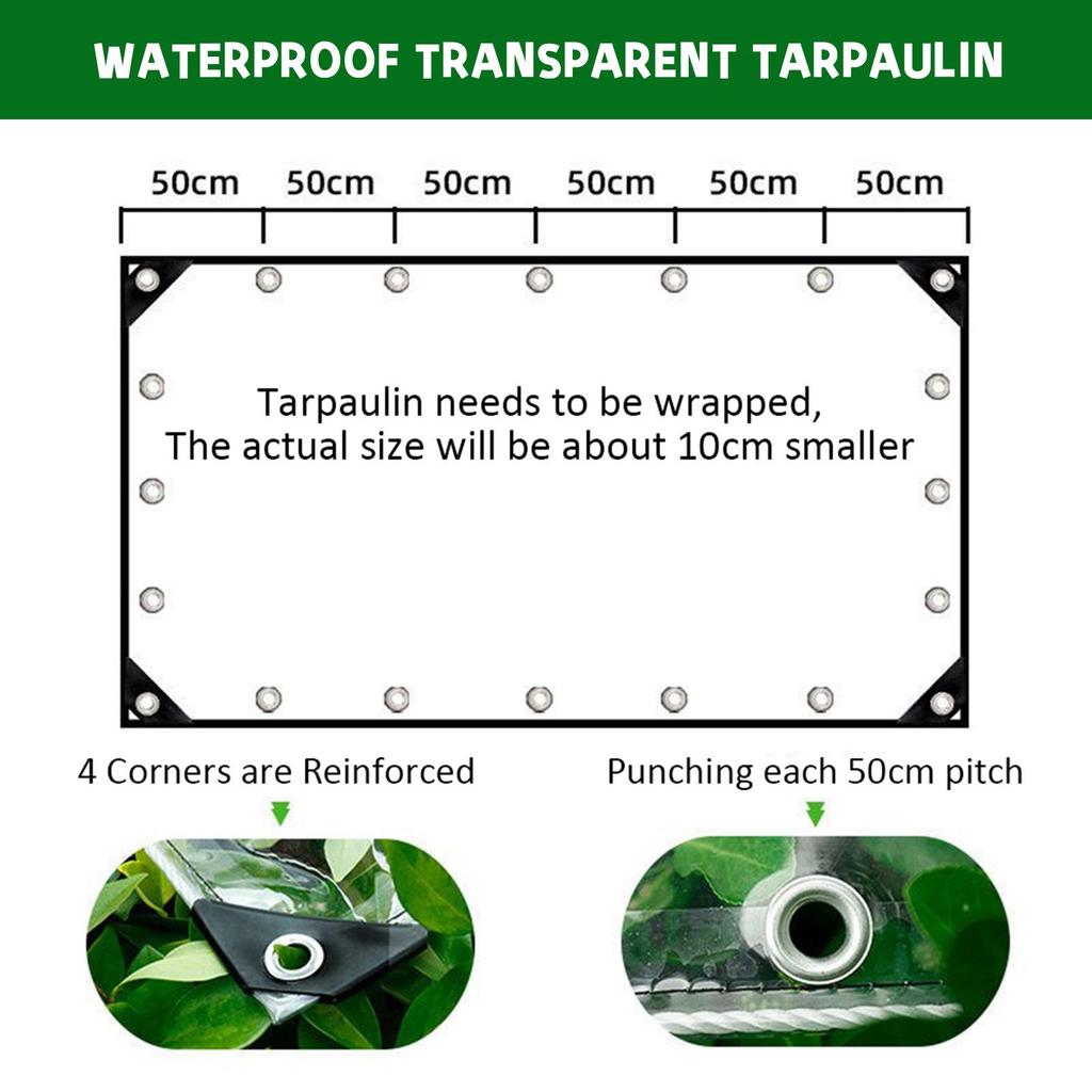 Duidelijk PVC Vinyl Tarp Waterdichte Zeil Afdekking 14Mil Transparant Polytarp