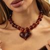 Ingemark Retro Akrylový Velký Srdcový Přívěsek Choker Náhrdelník pro Ženy Trend Jednoduchý Nepravidelné Korálky Krční Řetízek 2026 Novoroční Šperky