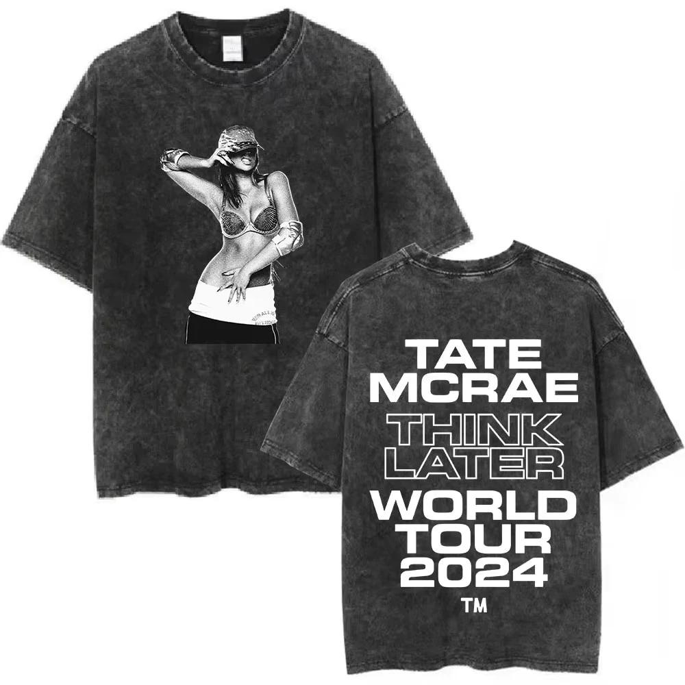 Tate McRae Graphic T Shirt Washed Black Y2K Streetwear Unisex Tee S-XXL M
