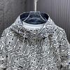 Men Trendy Appliques Print High Street Zipper Hooded Windbreaker Jacket Autumn Casual Long Sleeve Coats