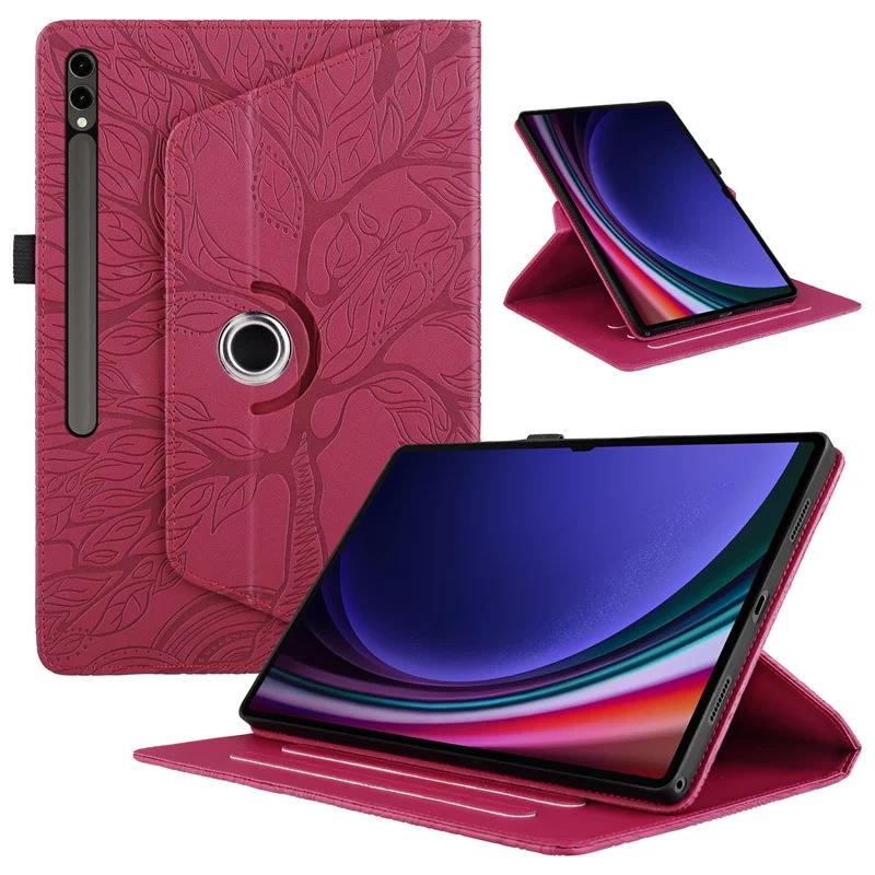 For Samsung Tab S10 Ultra Case 14.6inch 3D Emboss Tree Fold Fashion Funda For Galaxy Tab S8 Ultra S9 Ultra 14.6 Tablet Cover