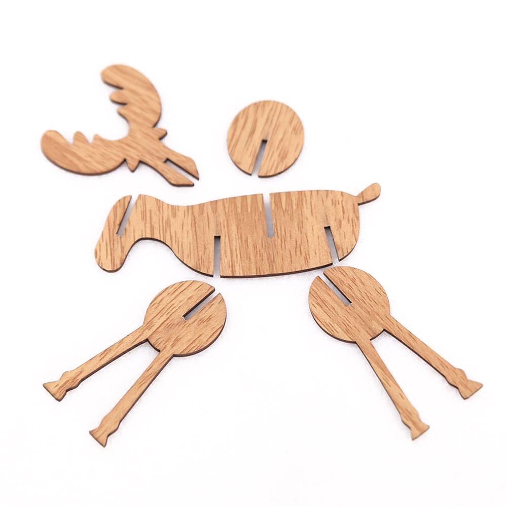 Puzzle Craft Christmas Decoration Party Decor Xmas Tree Deer Ornaments Wooden Elk Hanging Pendants